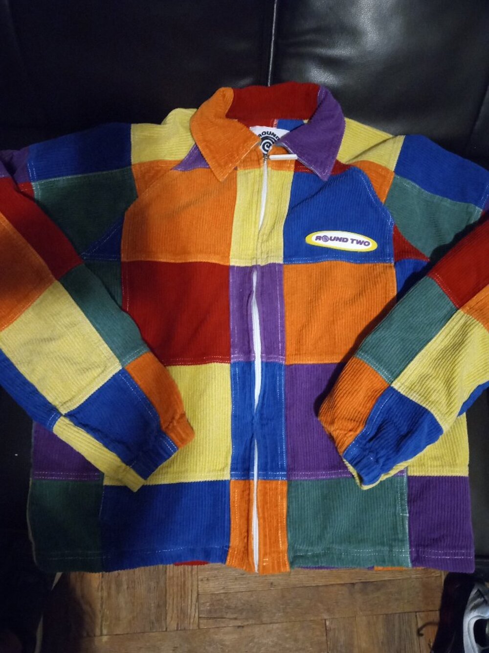 Round Two Colorblock Patch Corduroy Jacket Mens XS